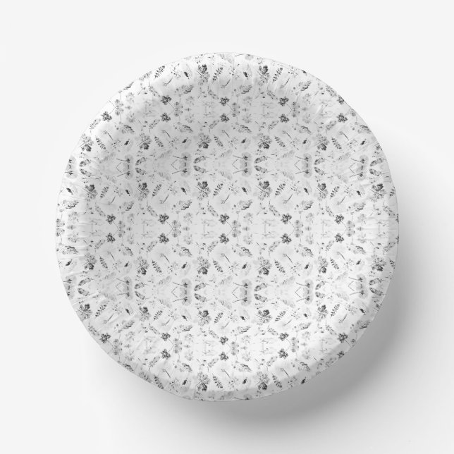 Cuencos De Papel Un diseño monocromático que muestra una multitud d (Anverso)