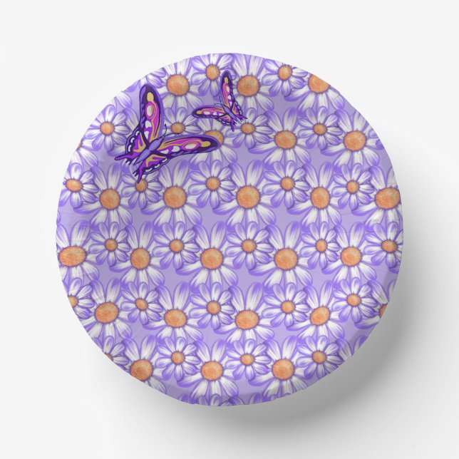 Cuencos De Papel Un paraíso morado margarita/mariposa (Anverso)