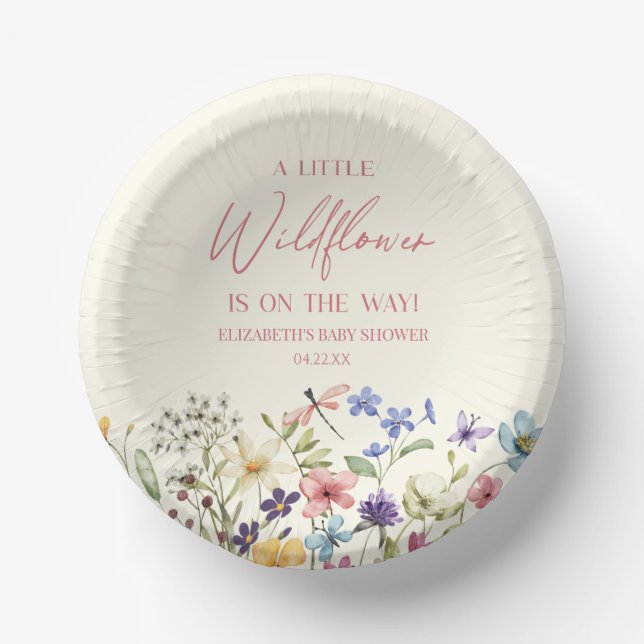 Cuencos De Papel Un pequeño Baby Shower de flores silvestres (Anverso)