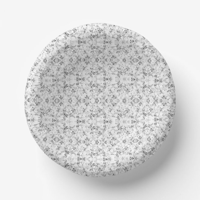 Cuencos De Papel Una pared de estampado blanco y negro que impresio (Anverso)