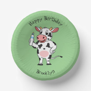 Cuencos De Papel Vaca feliz con personalizado de biberón