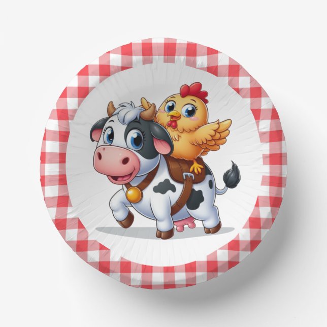Cuencos De Papel vaca/pollo personalizado lindo (Anverso)