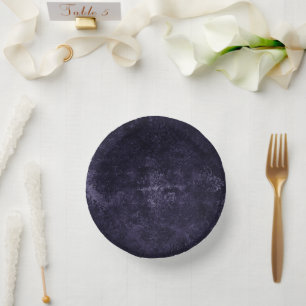 Cuencos De Papel Velvety Midnight Damask   Grunge índigo morado