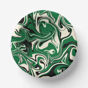 Cuencos De Papel Vertido - Verde, Crema y Negro