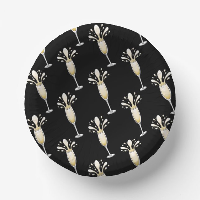 Cuencos De Papel Vidrio de flauta de champagne de Año Nuevo (Anverso)