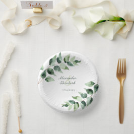 Cuencos De Papel Watercolor Eucalyptus Wedding | White