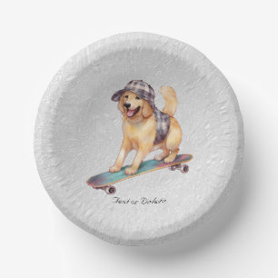 Cuencos De Papel Watercolor Golden Retriever Paper Bowl