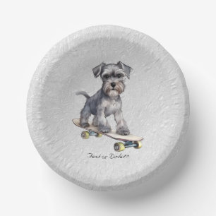 Cuencos De Papel Watercolor Miniatura Schnauzer Paper Bowl