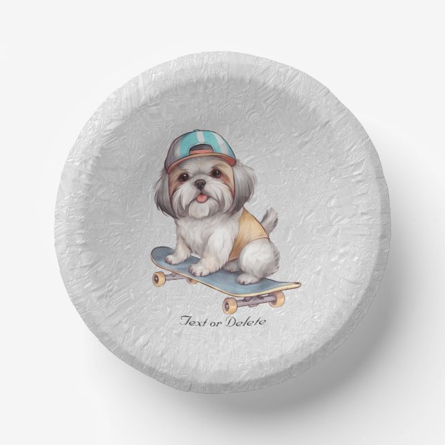 Cuencos De Papel Watercolor Shih Tzu Paper Bowl (Anverso)