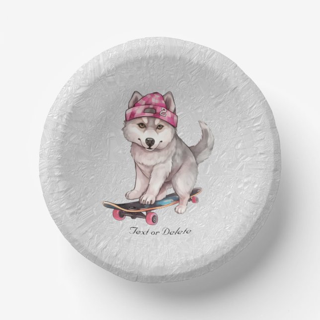 Cuencos De Papel Watercolor Siberian Husky Paper Bowl (Anverso)