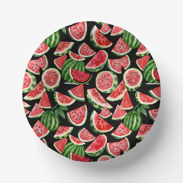 Cuencos De Papel Watercolour Watermelon Paper Bowls – Summer Party (Anverso)