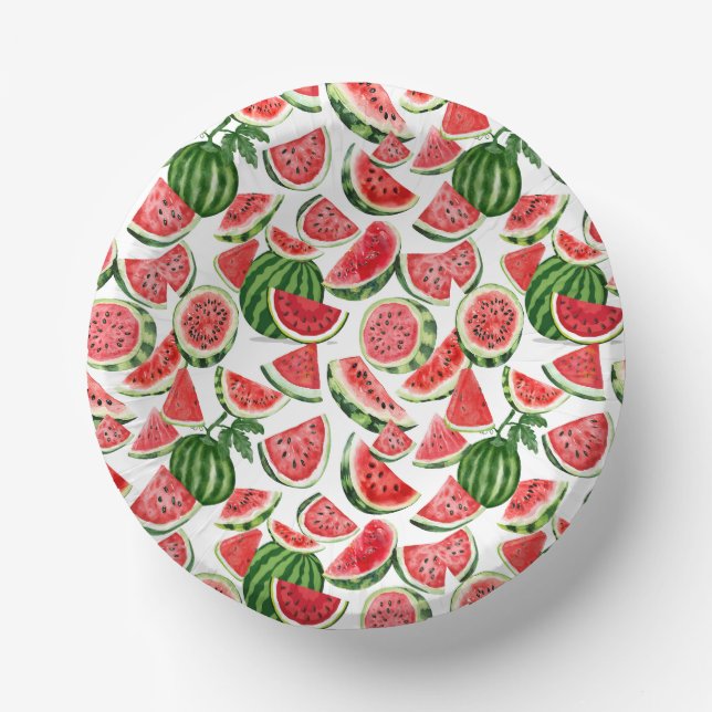 Cuencos De Papel Watercolour Watermelon Paper Bowls – Summer Party (Anverso)