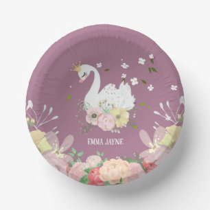 Cuencos De Papel Whimsical Floral Swan Birday