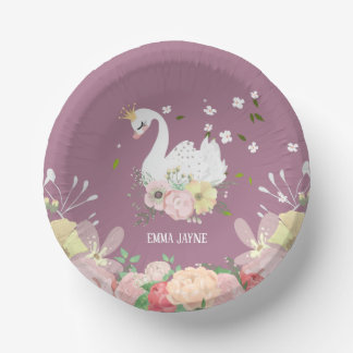 Cuencos De Papel Whimsical Floral Swan Birday