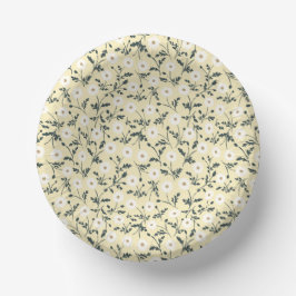 Cuencos De Papel Whispering Meadow - Butter Yellow Floral Pattern