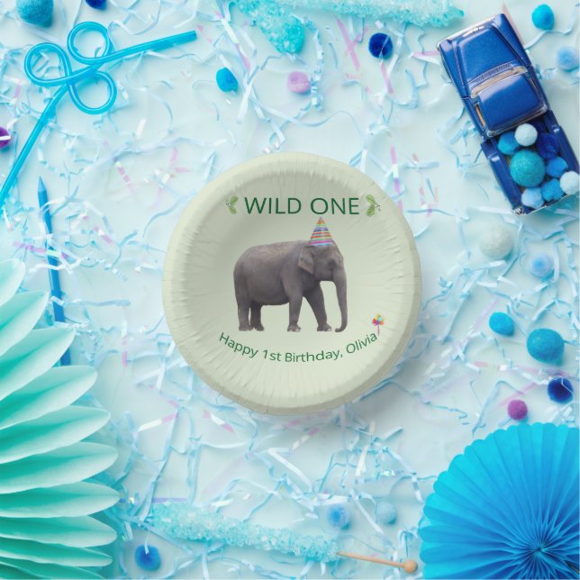 Cuencos De Papel Wild One Elephant Birthday Artwork (Fiesta)