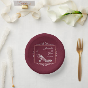 Cuencos De Papel Wine Peacock Flourish Wedsh Ducha Bolas de papel