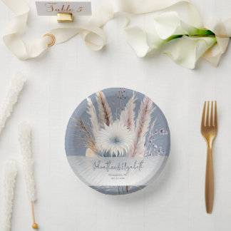 Cuencos De Papel Winter Boho Floral Boda | Azul
