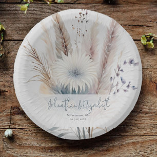 Cuencos De Papel Winter Boho Floral Boda Blanca