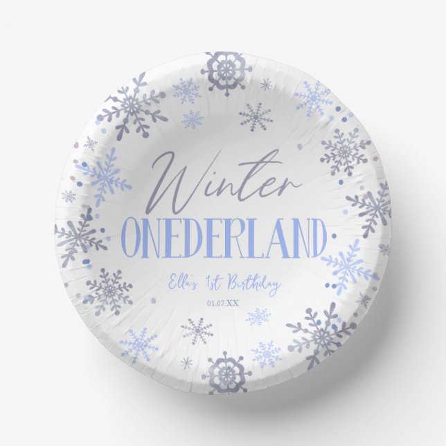 Cuencos De Papel Winter ONEderland Snowflake Primer Fiesta de cumpl (Anverso)