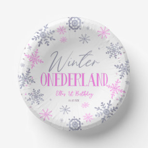 Cuencos De Papel Winter ONEderland Snowflake Primer Fiesta de cumpl