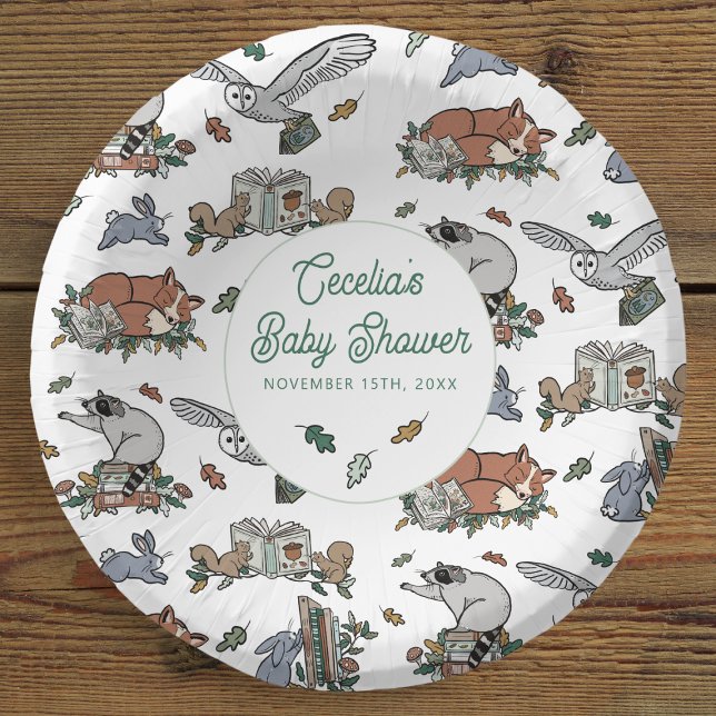 Cuencos De Papel Woodland Storybook Baby Shower (Woodland Storybook Baby Shower Paper Bowls)