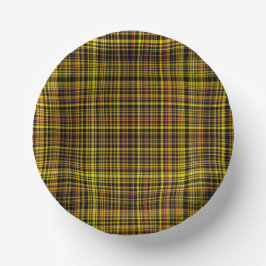 Cuencos De Papel Yellow Orange Black Plaid Pattern
