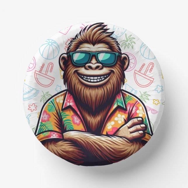 Cuencos De Papel Yeti tropical/playa/pie de playa (Anverso)