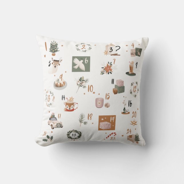 Cuenta Abajo Para Navidades Almohada Decorativa (Anverso)