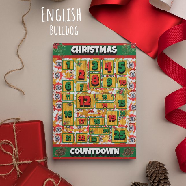 Cuenta regresiva de perro Bulldog inglés Navidad A (Subido por el creador)