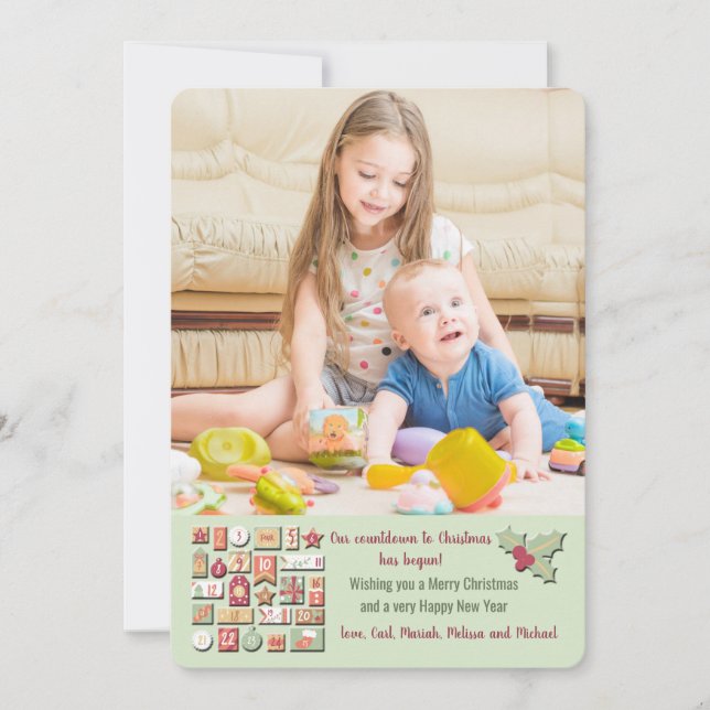 Cuenta regresiva para tarjeta de vacaciones de fot (Anverso)