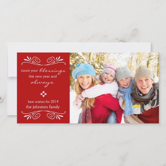 Cuenta tus bendiciones tarjeta de fotos de Año Nue (Anverso)