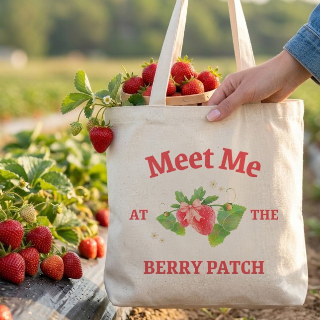 Cuentame en el Parche de Fresas Bolsa Tote (Subido por el creador)