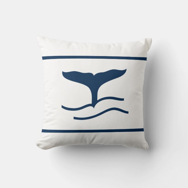 Cuento de ballenas azules sobre almohada blanca (Anverso)