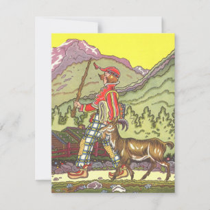 Cuento de hadas vintage, niño y viento del norte, 