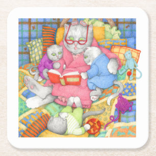 CUENTO PARA DORMIR Posavasos de Papel Cuadrados - 