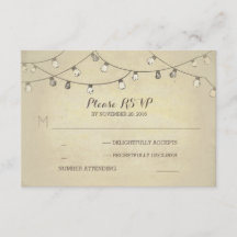 Cuerdas de luces tarjetas RSVP de boda