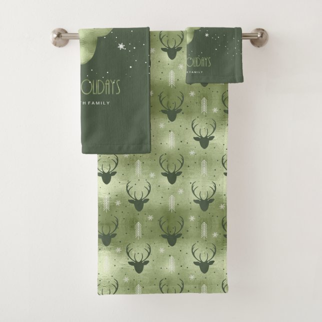Cuerno de Ciervo Flechas Navidad Patrón Verde ID86 (In situ)