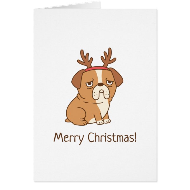 Cuerno de Reno de Bulldog Feliz Navidad (Frente)