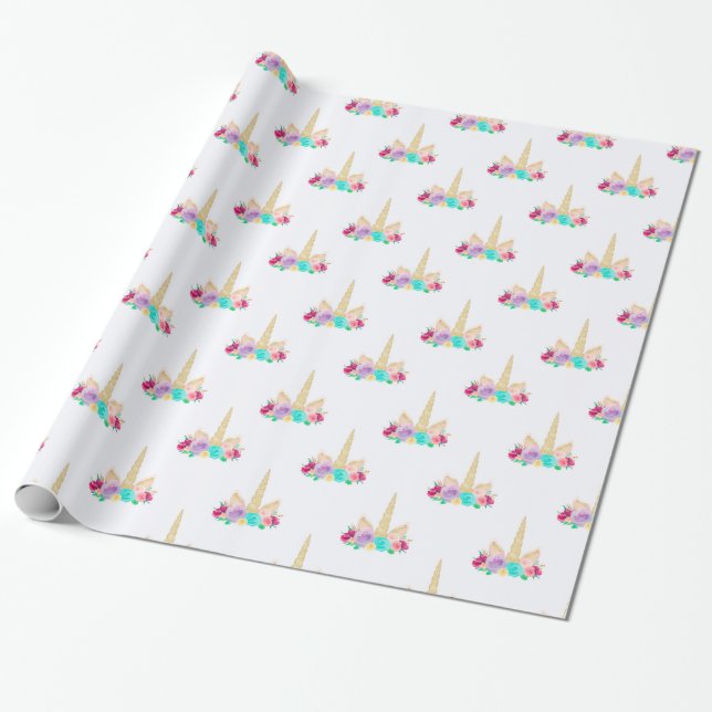 Cuerno floral mágico del oro del papel de embalaje (Desenrollado)