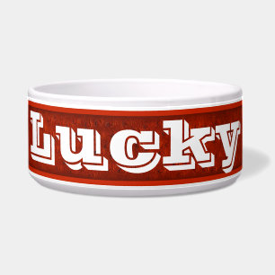 Cuero de avestruz rojo Imprimir cuenco de perro ce