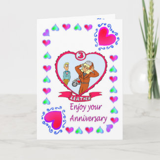 Cuero de la tarjeta del aniversario 3ro