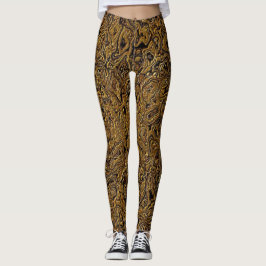 "Cuero Faux Marrón" Leggings
