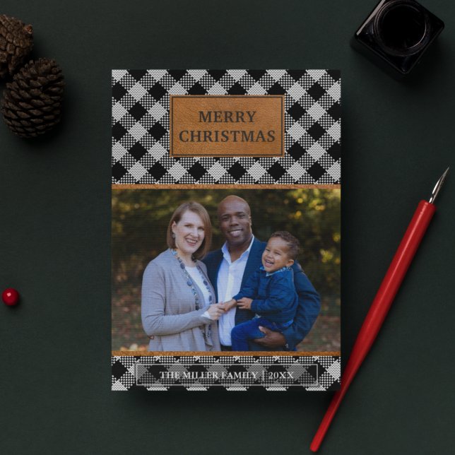 Cuero marrón falso cuadros de búfalo negro Navidad (Subido por el creador)