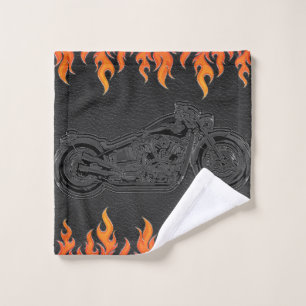 Cueros negros llamas naranjas fuego caliente motoc