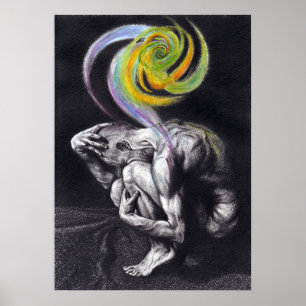Cuerpo masculino Alma colorida Arte de dibujo surr