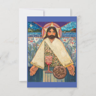 Cuerpo y sangre, tarjeta de oración eucaristía