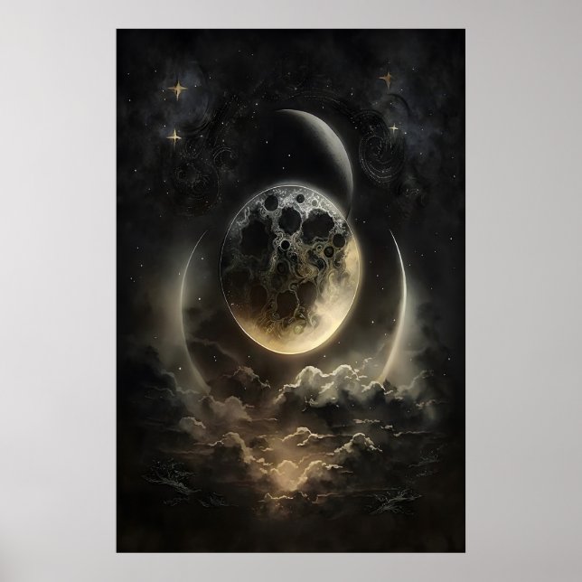 Cuerpos Celestiales Impresión de Luz de Luna, Dark (Frente)