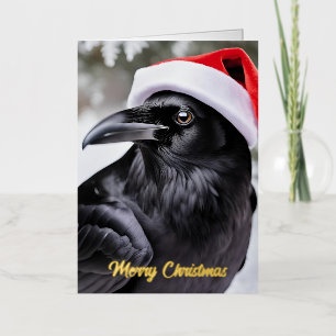Cuervo con gorro de Santa Navidad