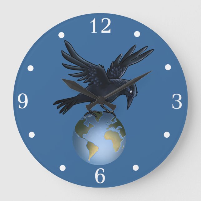 Cuervo encima del mundo - reloj de pared (Anverso)